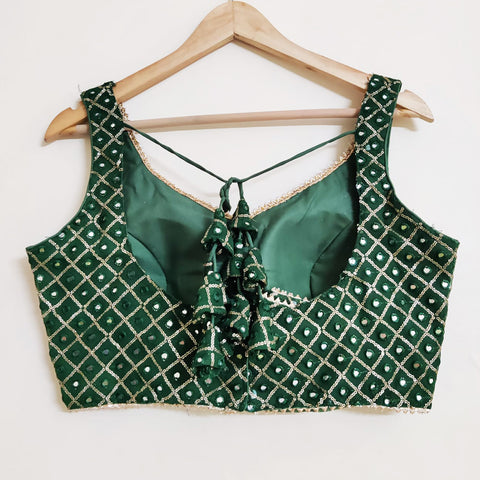 Green Colored Designer Georgette Sequins Blouse For Party Wear (Design 592)