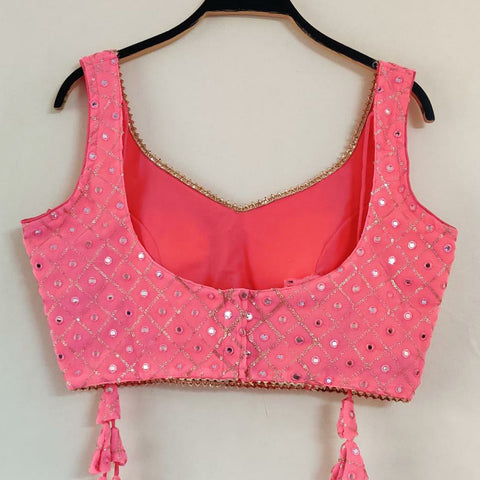 Pink Colored Designer Georgette Sequins Blouse For Party Wear (Design 597)