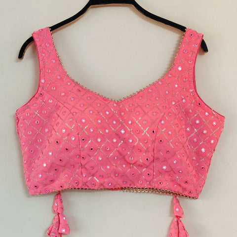 Pink Colored Designer Georgette Sequins Blouse For Party Wear (Design 597)