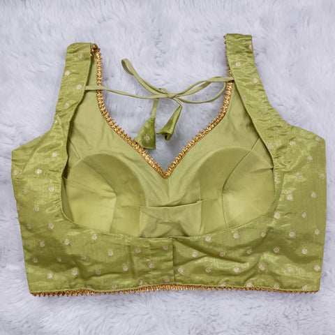 Pista Color Dotted Print Designer Readymade Blouse in Silk (Design 604)