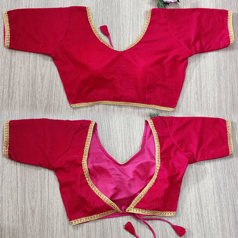 Readymade Magenta Velvet Blouse with SabhyaSanchi Neck Design For Party Wear (Design 708)