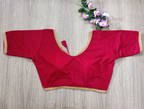 Readymade Magenta Velvet Blouse with SabhyaSanchi Neck Design For Party Wear (Design 708)