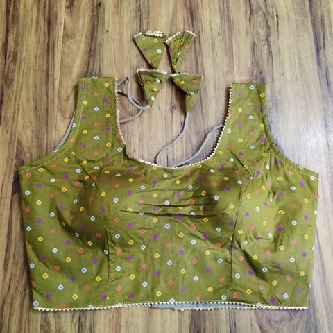 Olive Green Color Readymade Printed Trends Blouse in Pure Cotton (Design 731)