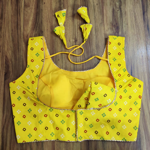 Yellow Color Readymade Printed Trends Blouse in Pure Cotton (Design 732)