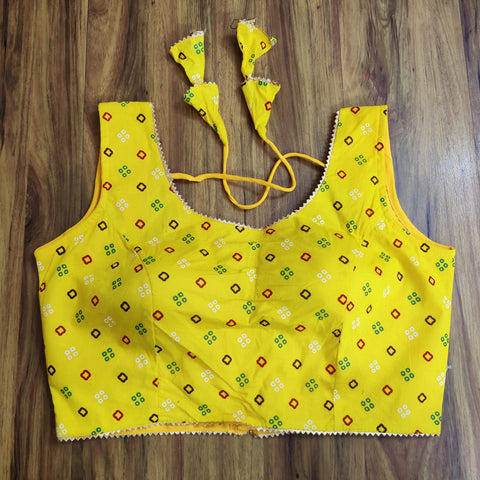 Yellow Color Readymade Printed Trends Blouse in Pure Cotton (Design 732)