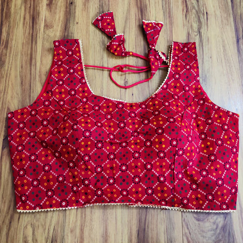 Red Color Readymade Printed Trends Blouse in Pure Cotton (Design 734)