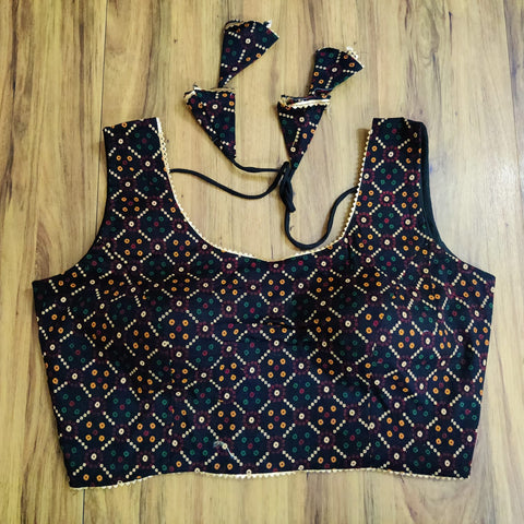 Black Color Readymade Printed Trends Blouse in Pure Cotton (Design 736)