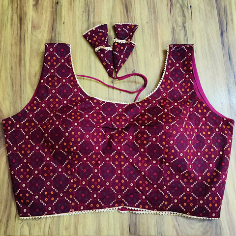 Maroon Color Readymade Printed Trends Blouse in Pure Cotton (Design 739)