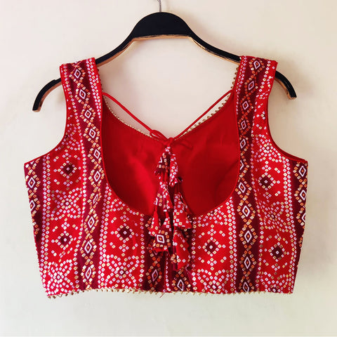 Red Color Readymade Printed Trends Blouse in Pure Cotton Bandani (Design 888)