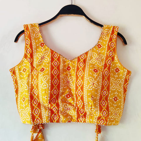 Yellow Color Readymade Printed Trends Blouse in Pure Cotton Bandani (Design 890)