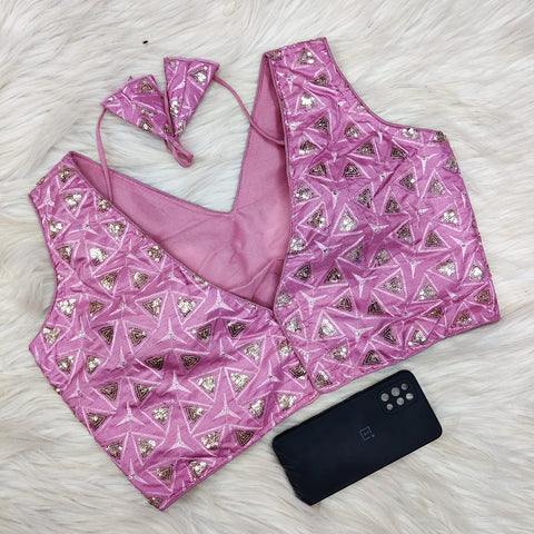 Pink Colored Designer Jalpari Silk Fabric Blouse For Party Wear (Design 911)