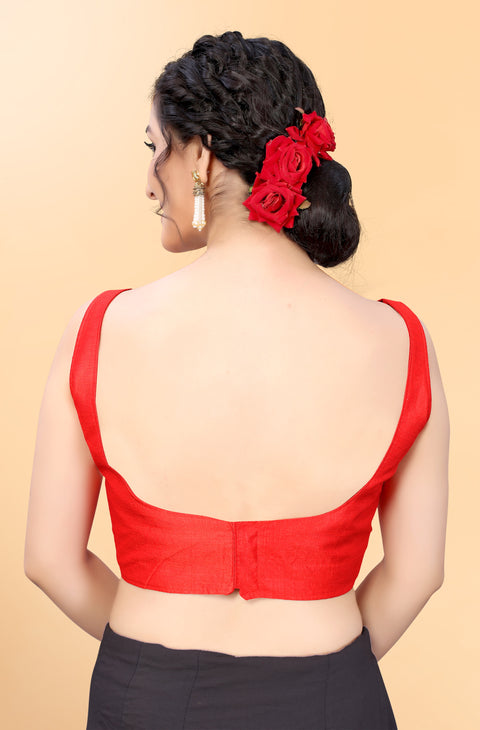 Pretty Red Silk Fabric Blouse For Regular & Casual Wear (Design 256)