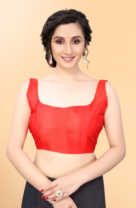 Pretty Red Silk Fabric Blouse For Regular & Casual Wear (Design 256)