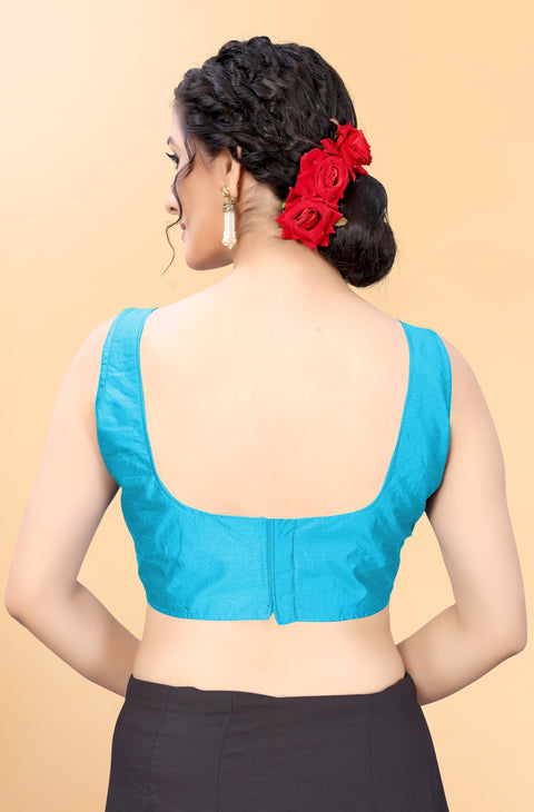 Designer Blue Color Silk Blouse For Wedding & Party Wear (Design 817)