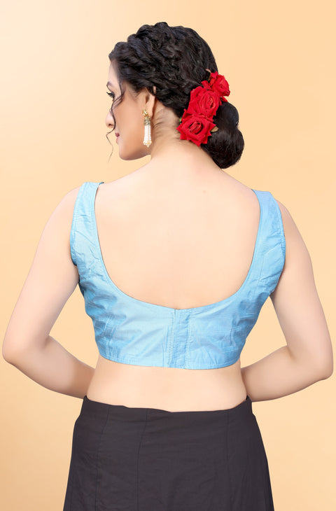 Designer Blue Color Silk Blouse For Wedding & Party Wear (Design 819)