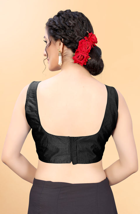 Pretty Black Color Designer Silk Blouse For Wedding & Party Wear (Design 375)