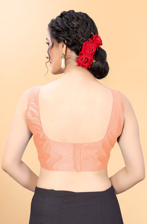 Trendy Peach Color Designer Silk Blouse For Wedding & Party Wear (Design 377)