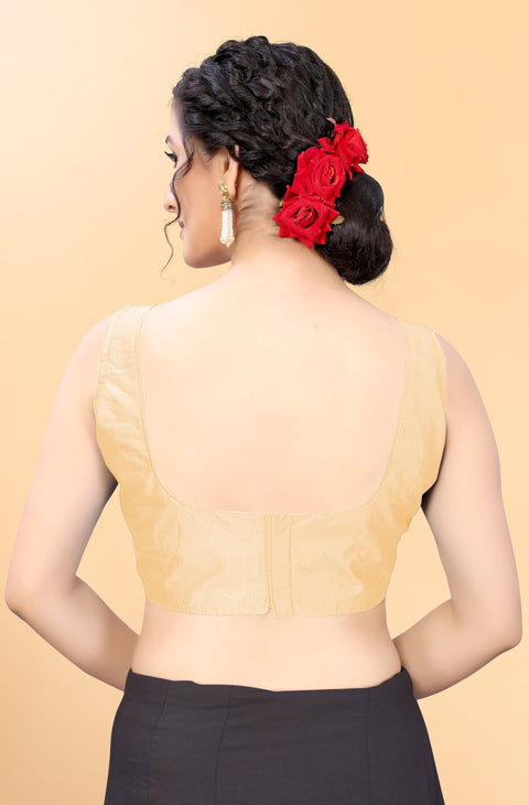 Adorable Gold Color Designer Silk Blouse For Wedding & Party Wear (Design 387)