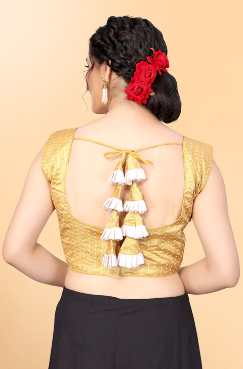 Designer Yellow Color Embroidery & Sequence Blouse in Silk (Design 812)