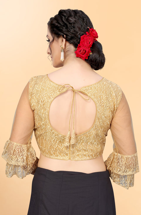 Designer Golden Embroidery Blouse in Net for Party Wear (Design 794)