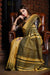 Silk Mark Certified Pure Handloom Tussar Ghicha Silk Saree In Yellow And Black Color - PAAIE