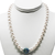 Natural Freshwater Pearl Necklace with Blue Stone - PAAIE