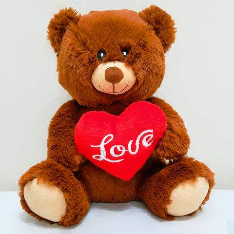 Plush Brown Teddy Bear with Red Heart (9 in) - FREE WITH A PURCHASE OF $75 (CODE: VALENTINE) - PAAIE