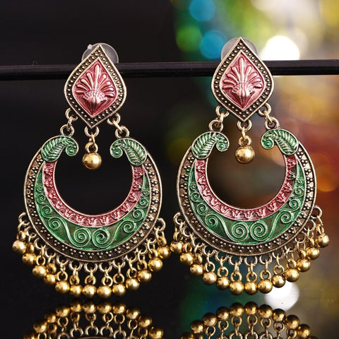 Oxidized Multi Color Traditional Jhumki Earrings (E204)