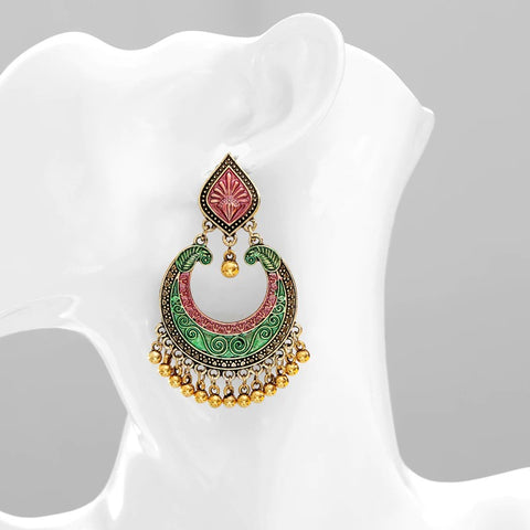 Oxidized Multi Color Traditional Jhumki Earrings (E204)