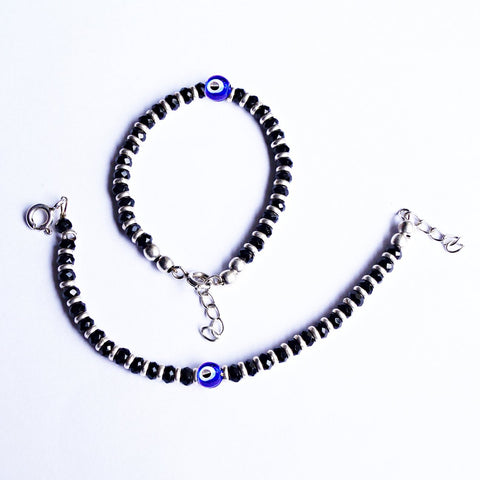 925 Silver Unisex Openable Baby Evil Eye Nazariya - 7 inches to 7.5 inches (Design 124) - PAAIE