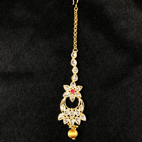 Chandbali Bejeweled Ruby Maang Tika - PAAIE