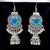 Light Blue Long Dangle Oxidized Earrings with Jhumki - PAAIE
