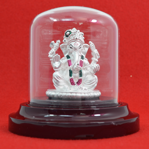999 Pure Silver Large Ganesha with A Garland - PAAIE