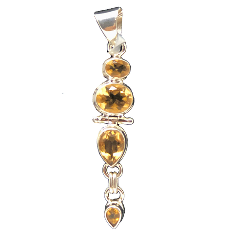 925 Citrine Four Stone Sterling Silver Pendant - PAAIE
