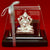 999 Pure Silver Rectangular Ganesha Idol with Red Headrest - PAAIE