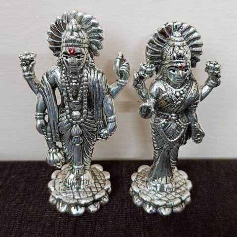 925 Pure Silver Vishnu JI & Laxmi Ji Idol For House Warming (D14)