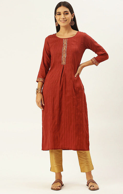 Gorgeous Maroon Color Indian Ethnic Kurti For Casual Wear (K400)