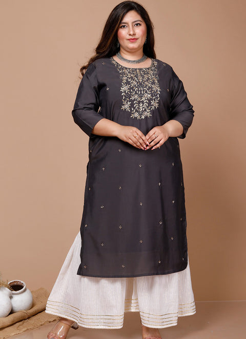 Designer Dark Gray Color Indian Ethnic Kurti in Fancy For Casual Wear (D840)