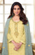 Designer Yellow Color Suit with Palazzo & Dupatta in Chinon (D886)