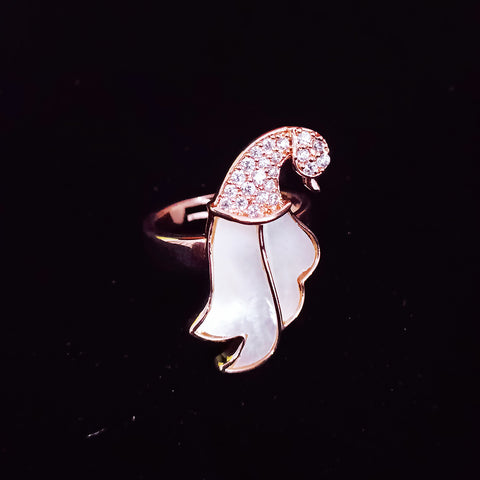 Designer Gold Plated White Stone Beaded Ring (Design 93)