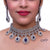 Designer Semi-Precious American Diamond & Blue Sapphire Necklace with Earrings (D467)
