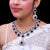 Designer Semi-Precious American Diamond & Blue Sapphire Necklace with Earrings (D449)