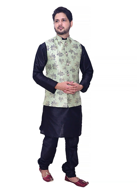 Designer Men's Festive Nehru Jacket/Waistcoat in Green/Blue Color (D91)