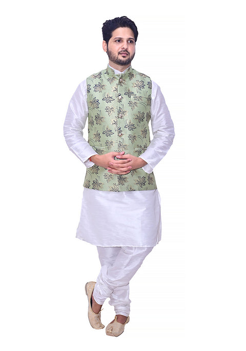 Designer Men's Festive Nehru Jacket/Waistcoat in Green/Blue Color (D91)