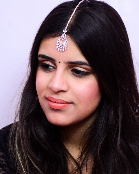 Designer American Diamond Maang Tikka For Wedding & Party (D87)