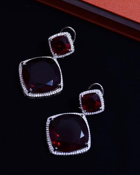 American Diamond Earrings With Stone