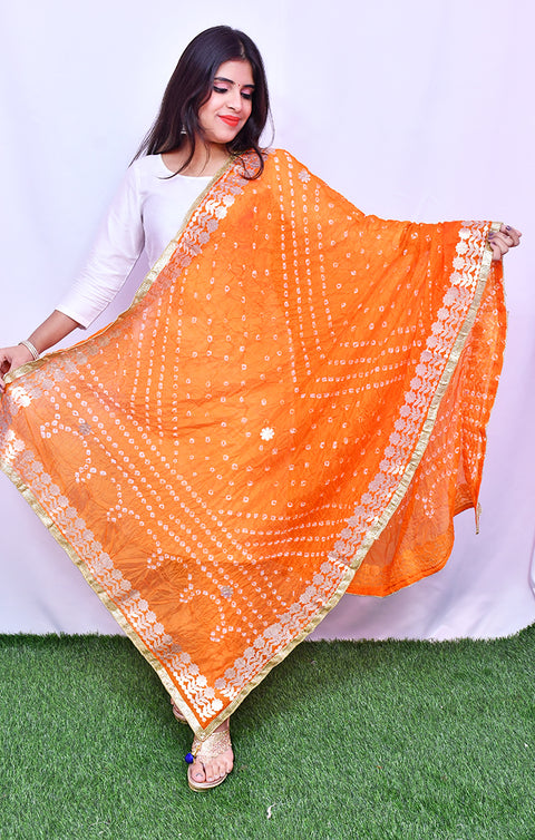 Fashionable Women's Orange Bandhej Dupatta/Chunni For Casual, Party (D24)