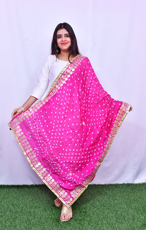 Fashionable Women's Magenta Bandhej Dupatta/Chunni For Casual, Party (D22)