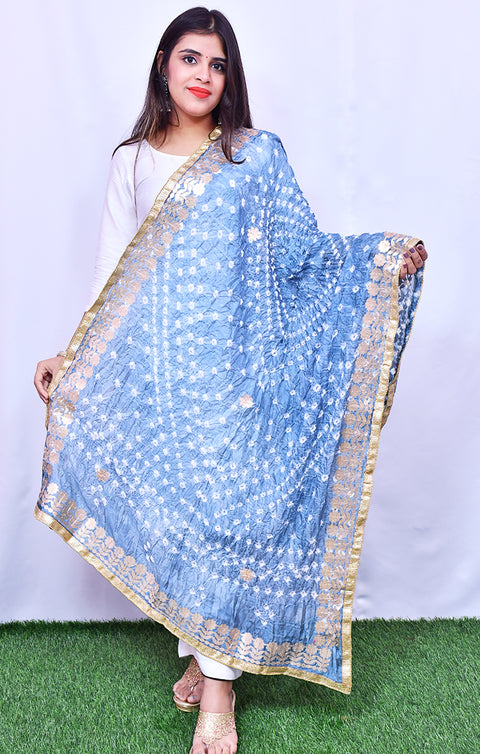 Fashionable Women's Gray Bandhej Dupatta/Chunni For Casual, Party (D21)