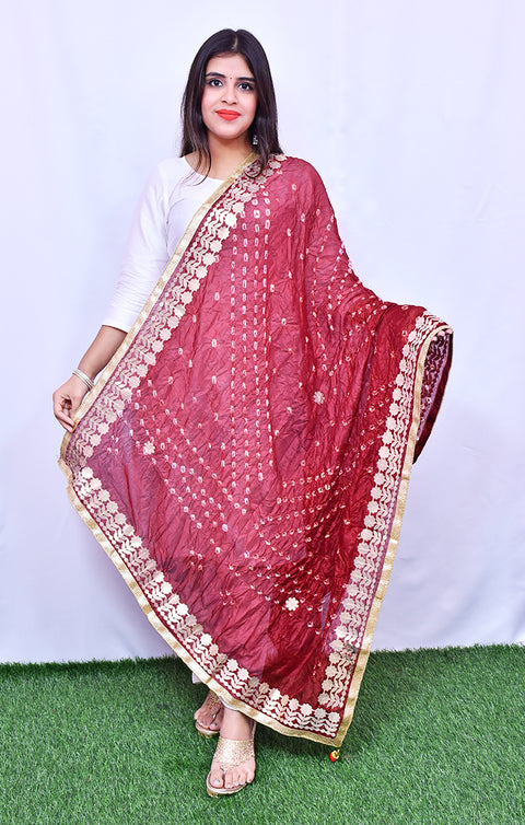 Fashionable Women's Maroon Bandhej Dupatta/Chunni For Casual, Party (D29)